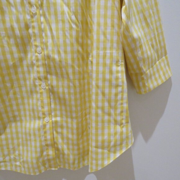 LAFAYETTE 148 Yellow White Gingham Tunic Shirt 2XL Preppy Old Money Yacht Coast - Picture 9 of 15